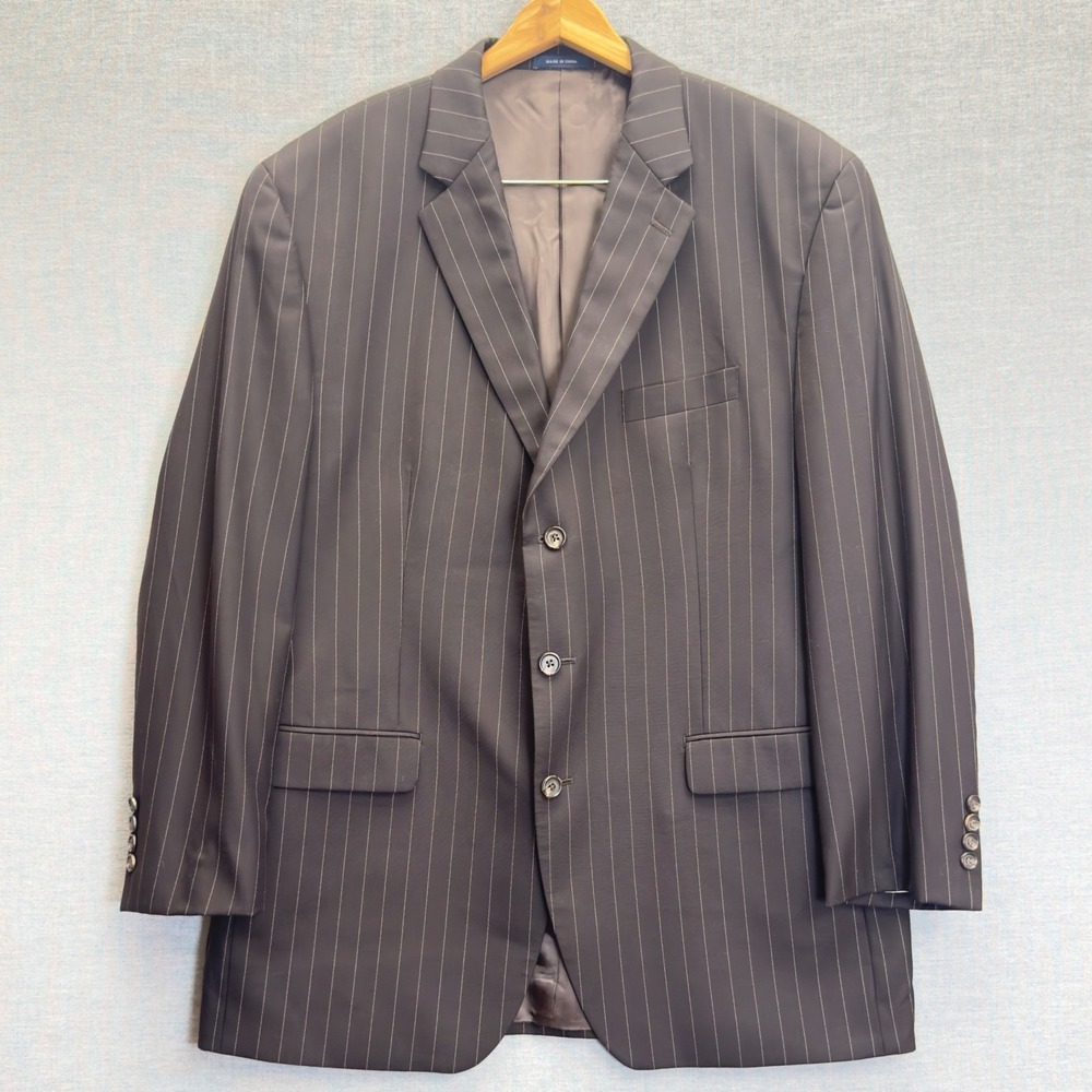 Ralph Lauren Brown Wool‎ Pinstripe Blazer Suit Jacket Classic Fit Sz 48L Read